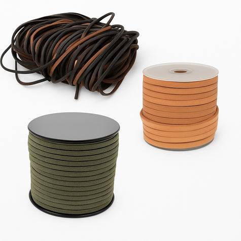 Flad lædersnor og ruskindsnøre