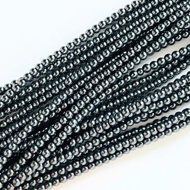 Hæmatit perler 2 mm – ca. 195 stk. på streng