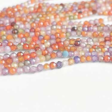 Cubic Zirkonia perler mix farver 2 mm – ca. 180 stk. på streng