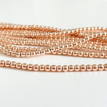3 mm Rosaguldfarvet Hæmatit perler – ca. 140 stk. på streng
