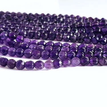 Facetterede lilla ametystperler 4 mm – hel streng