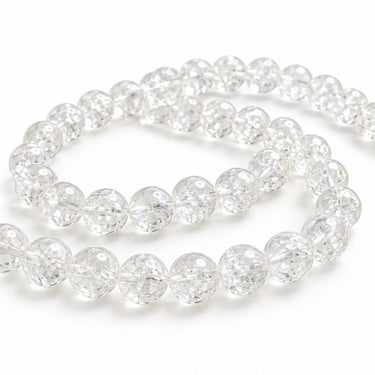 6 mm klare krakelerede bjergkrystalperler på hel streng