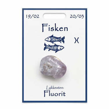 Fisken lykkesten med fluorit på kort