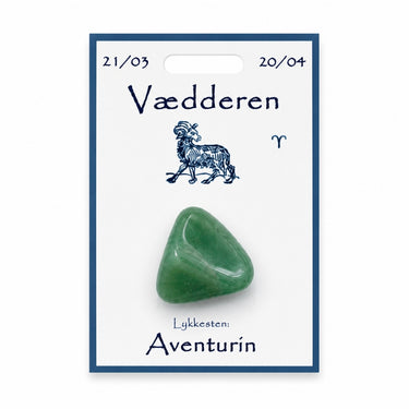Vædderen lykkesten med aventurin på kort