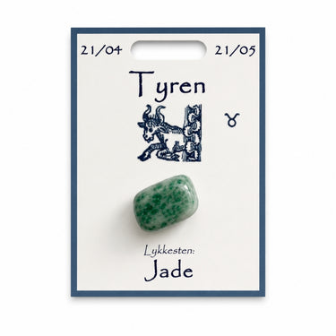 Tyren lykkesten med jade på kort