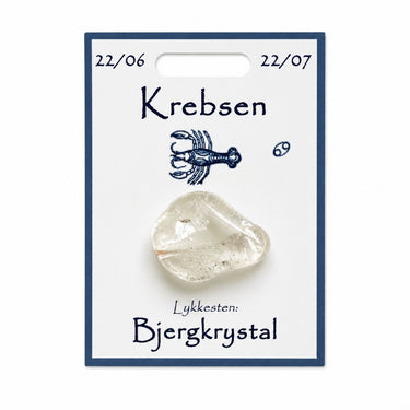 Krebsen lykkesten med bjergkrystal på kort