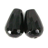 Sort onyx dråber, Facet 8 x 12 mm 2 stk