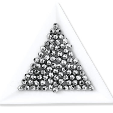 sølvgrå facetterede hæmatitperler 4 mm