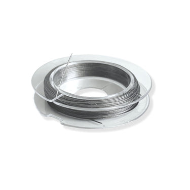 Smykkewire 0,38 mm – 10 meter metalgrå tigerhaletråd
