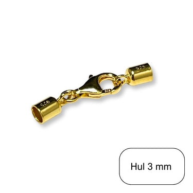 Endestykker med karabinlås 3 mm i forgyldt sølv