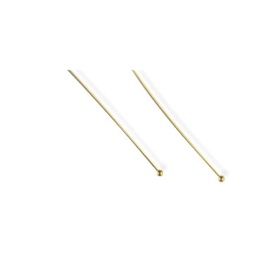 Forgyldte sterling sølv perlestave med kugle, 40 mm, 2 stk.