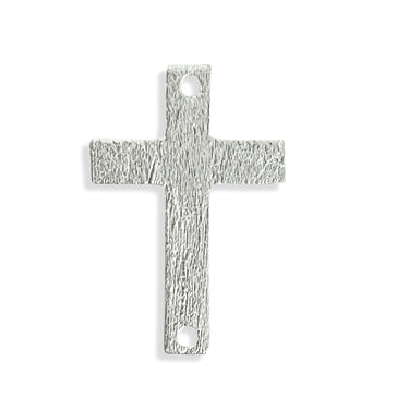 Børstet korsvedhæng i sterling sølv med 2 huller 13x18 mm