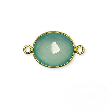 Mellemled med aqua chalcedon og forgyldt sterling sølv