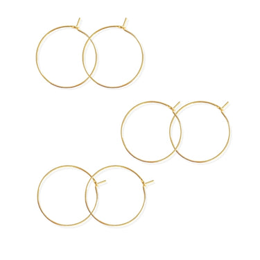 3 par guldfarvede creoler 25 mm i rustfrit stål – hoops til DIY øreringe og smykker