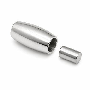 oval magnetlås i blank rustfrit stål til 5 mm snor