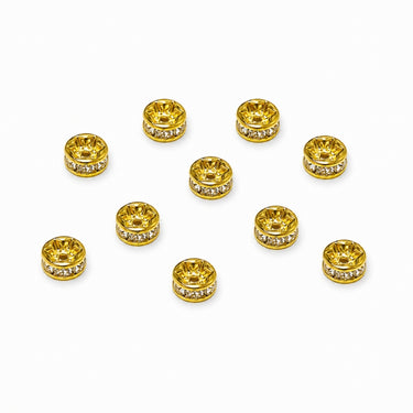 Forgyldte mellemstykker med rhinsten 4 mm