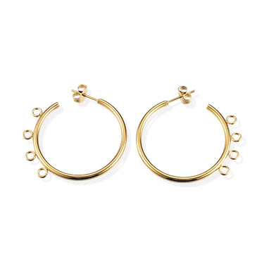 Creoler i guldfarvet rustfrit stål med 4 øjer – 30 mm hoops til DIY smykker