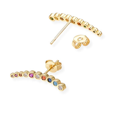 Ørestikker med mixfarver Cubic Zirkonia i guld
