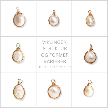 Vedhæng med barok ferskvandsperle og forgyldt vikling