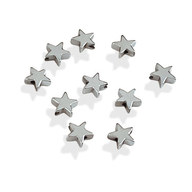 Sølvfarvede hæmatit stjerneperler – 6 mm med hul igennem