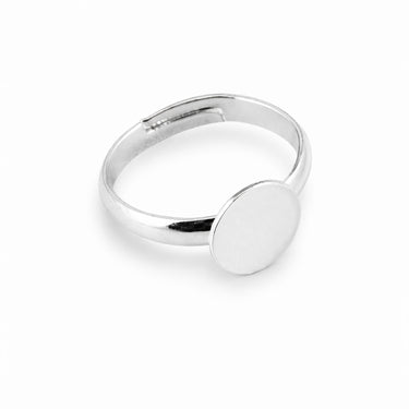 forsølvet fingerring med plade 9 mm