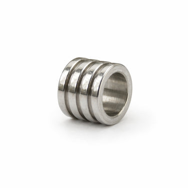 Rillet stålperle med stort hul 10 mm