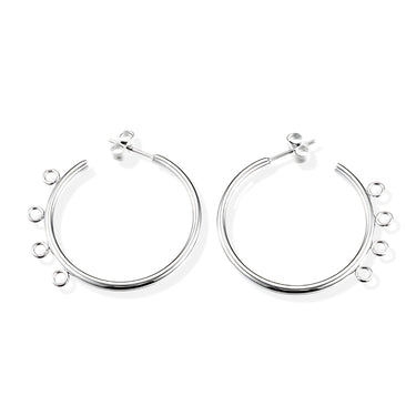 Creoler i rustfrit stål med 4 små øjer – 30 mm hoops til vedhæng og pynt