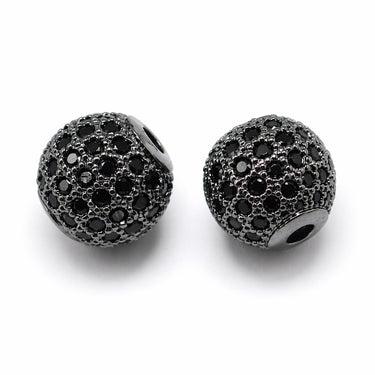 Blackplated perle med sorte cubic zirkonia 10 mm
