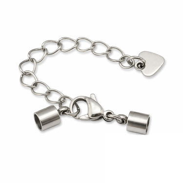 Endestykker med karabinlås og hjerte kædeforlænger 4 mm