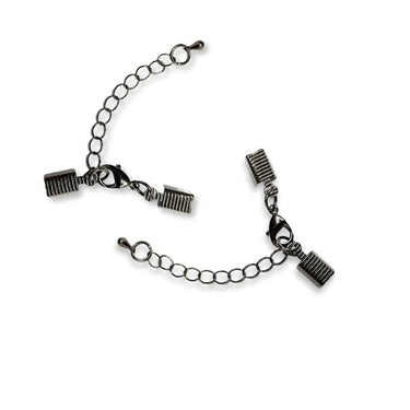 Blackplated klemme endestykker med karabinlås og kædeforlænger