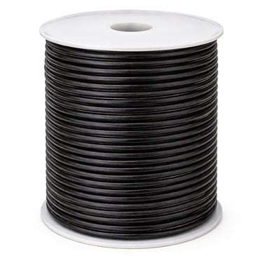 3 mm Sort rund lædersnøre – 50 meter rulle