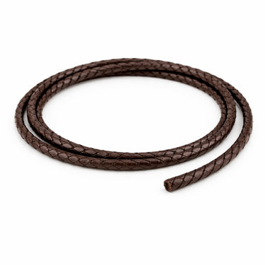 Brun Flettet Lædersnor – 3 mm tyk