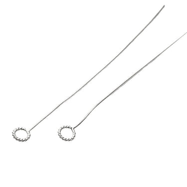 Sterling sølv perlestave med snoet ring, 50 mm, 2 stk.