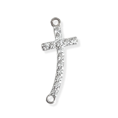 Buet korsvedhæng i forgyldt sterling sølv med cubic zirkonia