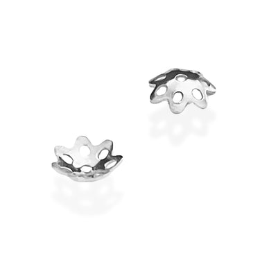 6 mm sterling sølv perleskåle, blomsterform, 2 stk.
