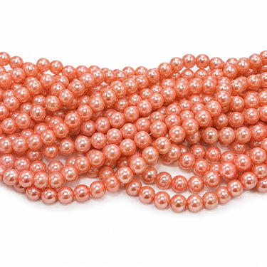 10 mm laksefarvede glasperler – bundt af strenge