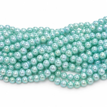 10 mm lyst mintblå glasperler – bundt af strenge
