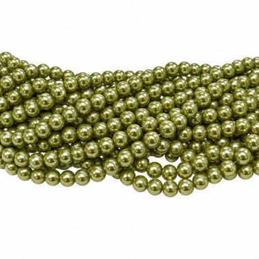 10 mm olivengrøn glasperler – bundt af strenge