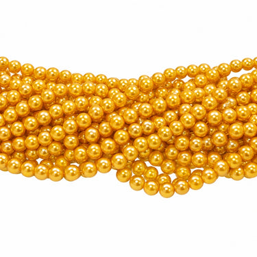 10 mm gyldengule glasperler – bundt af strenge