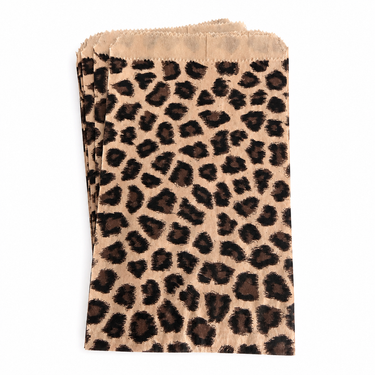 Papirsgaveposer med leopardmønster, 10 x 15 cm