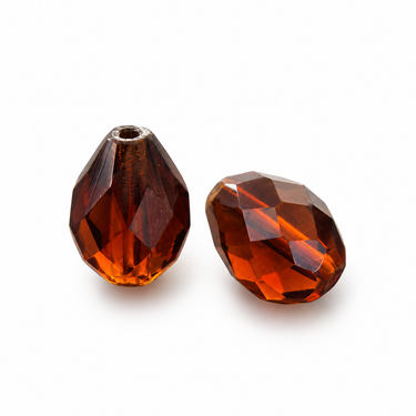 Mørk topas krystalglasdråber 10 x 13 mm - 2 stk.