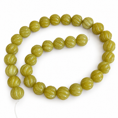 12 mm Lemon jade swirl perler - hel streng