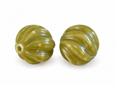 12 mm Lemon jade swirl perler - 2 stk.