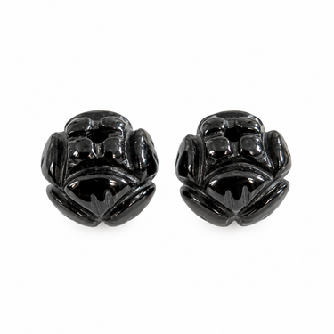 12 mm sort onyx lotusblomst perler - 2 stk.