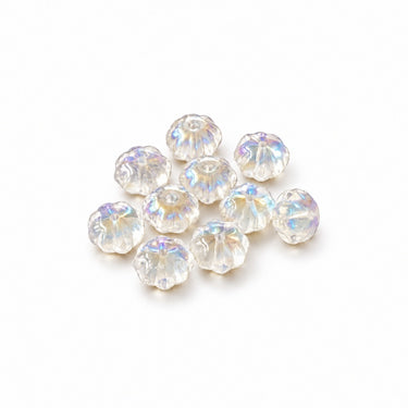 10 melon krystalperler AB, 6×8 mm, med diskret farvespil