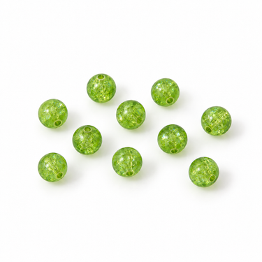 6 mm krakelerede grønne perler - 10 stk.