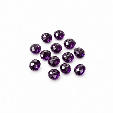 12 mørklilla krystalrondeller 6×8 mm