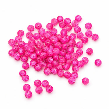 4 mm pink crackleperler på hvid baggrund