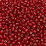 4 mm rokailleperler silverline mørkerød - nærbillede