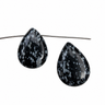 Snefnug obsidian dråber 13 x 18 mm - 2 stk.